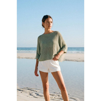 Cropped Poncho Knit Sweater Top