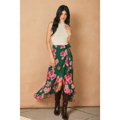 Desert Bloom Ruffled Hem Wrap Skirt