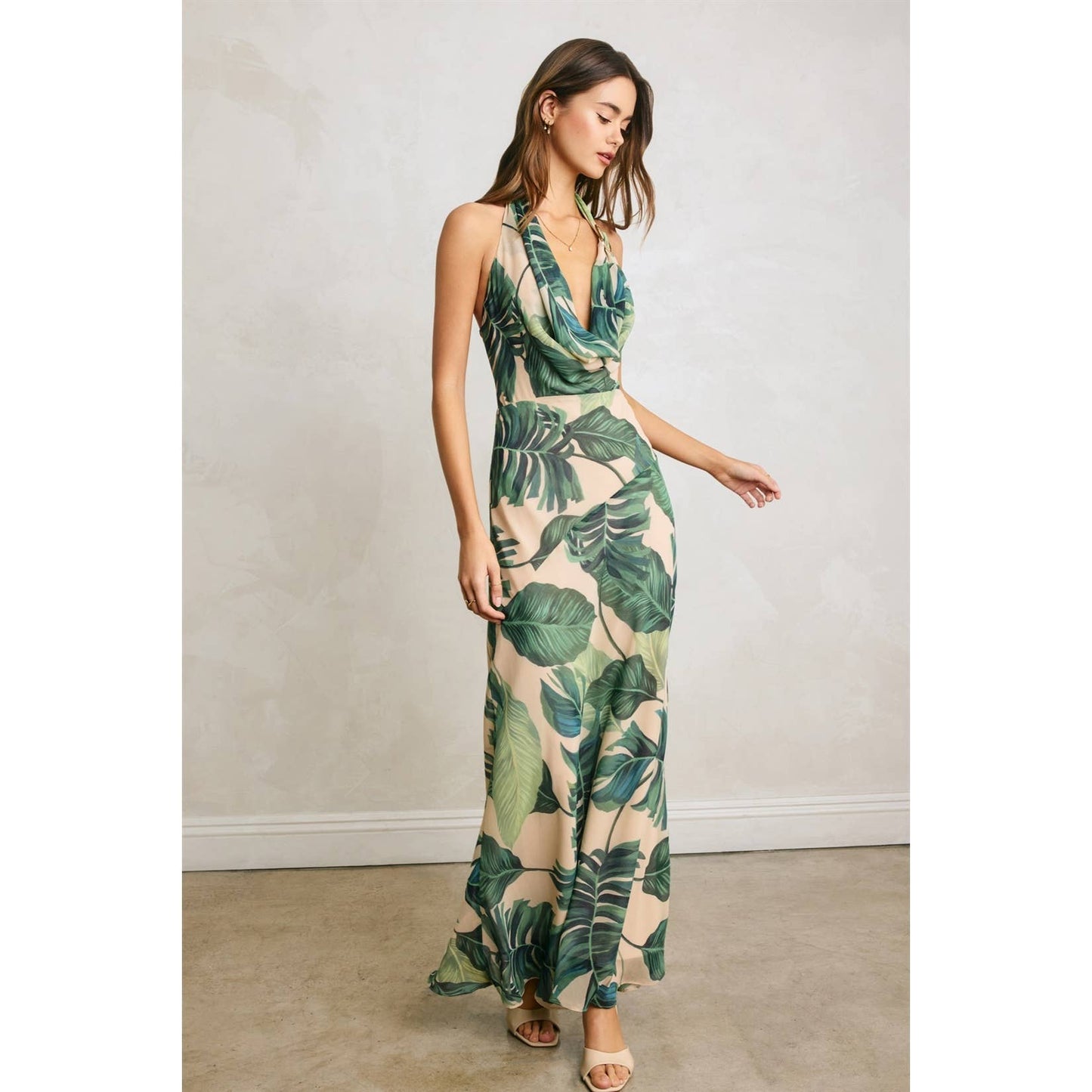 Hidden Oasis Metal Trim Cowl Dress
