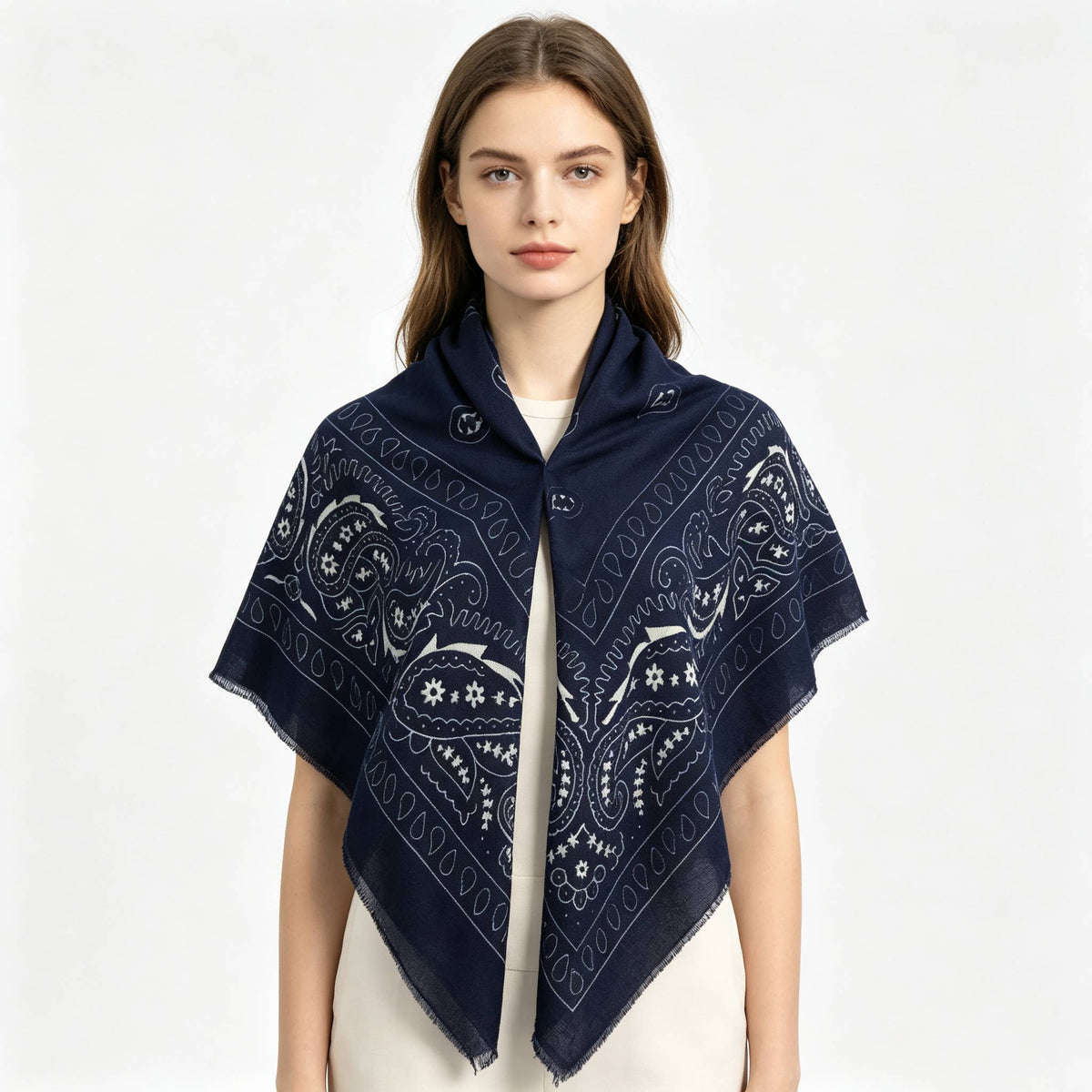 PAISLEY BIG BANDANA SQUARE NECK SCARF