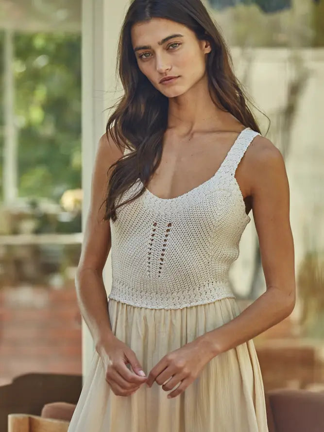 Crochet Top Off White Dress