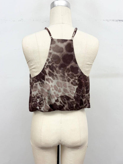 Abstract Animal Print Surplice Cami Top