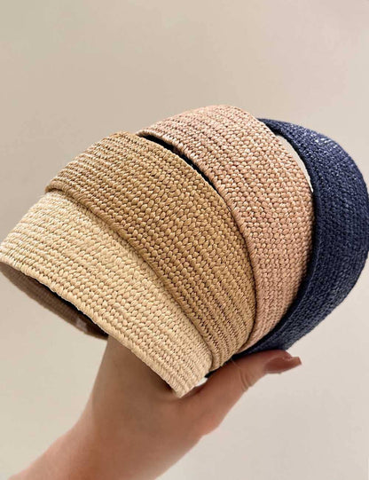 Minimalsit Straw Woven Beach Wide Headband
