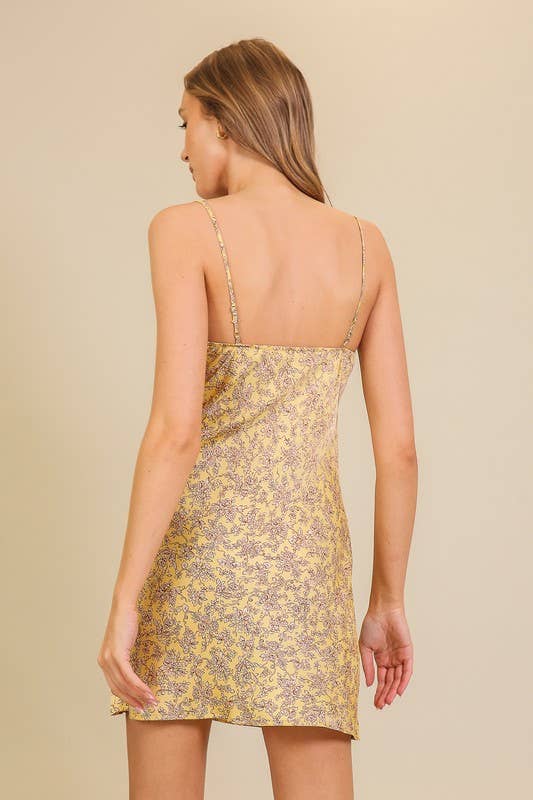 Boho Floral Print Satin Dress
