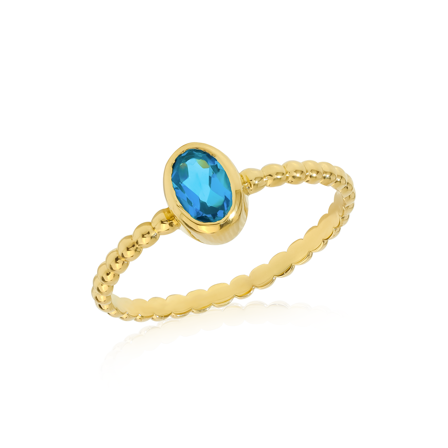 14K Gold Plated Silver London Blue Topaz Solitaire Ring