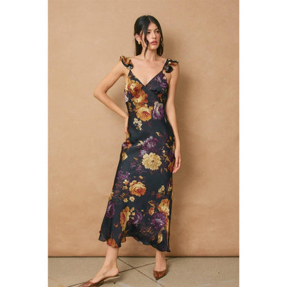 Hidden Haven Flutter Shoulder Maxi Dress
