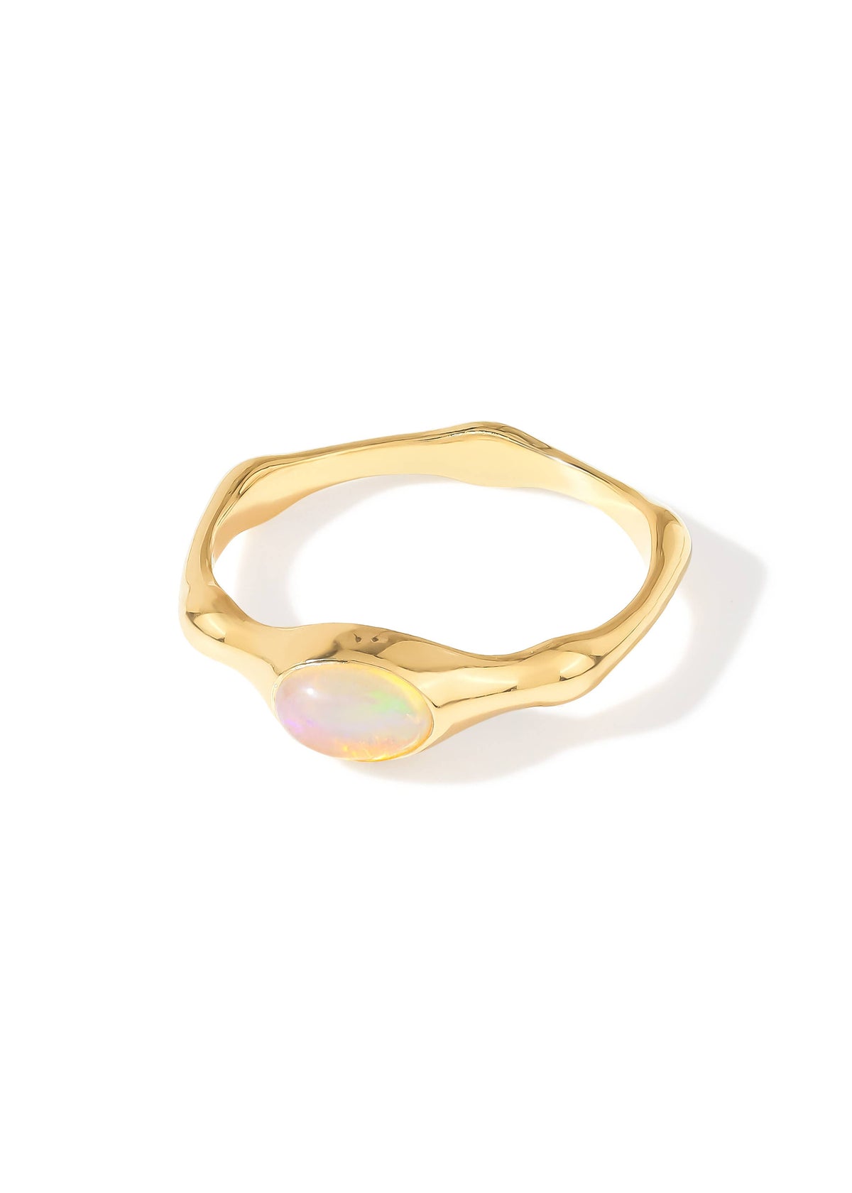 Gold Plated 925 Silver Ethiopian Opal Handcrafted Ring