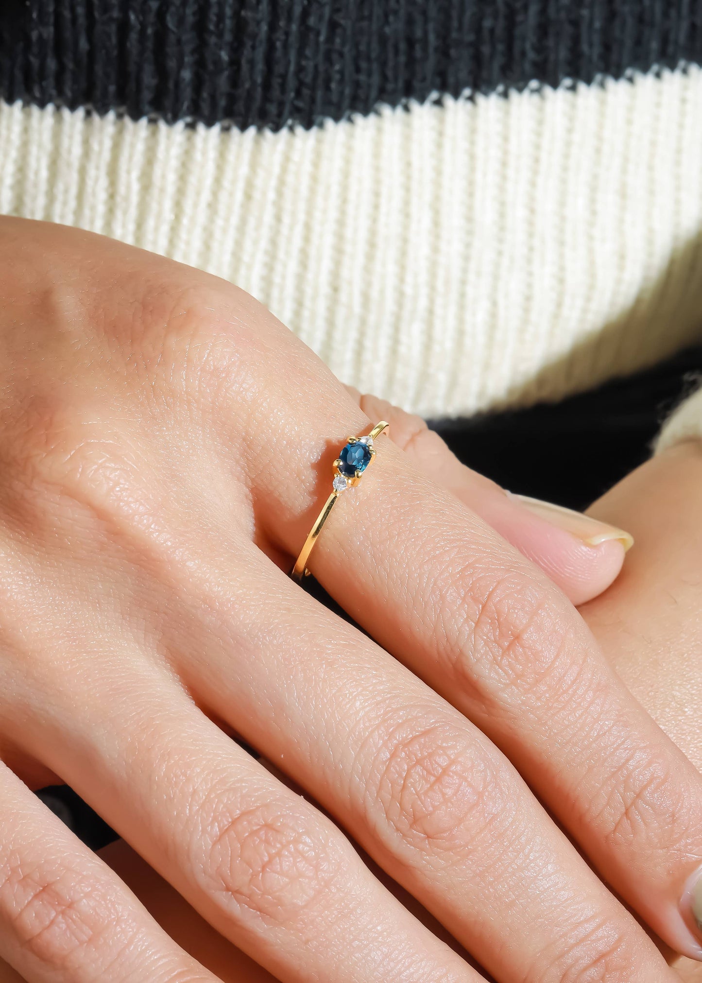 Gold Plated Silver London Blue Topaz Elegant Engagement Ring