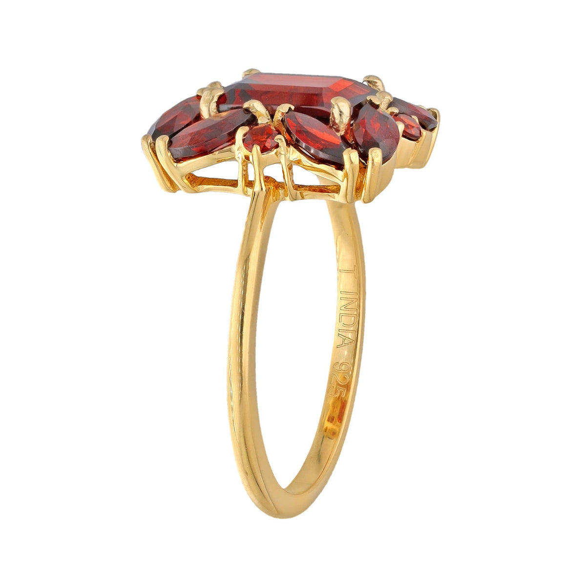 Gold Plated Silver Garnet Statement Scarlet Pavilion Ring
