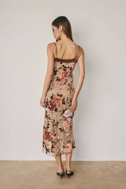 Floral Velvet Burnout Midi Dress