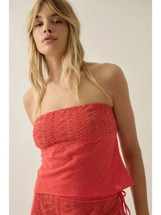 Lace Crochet Strapless Top