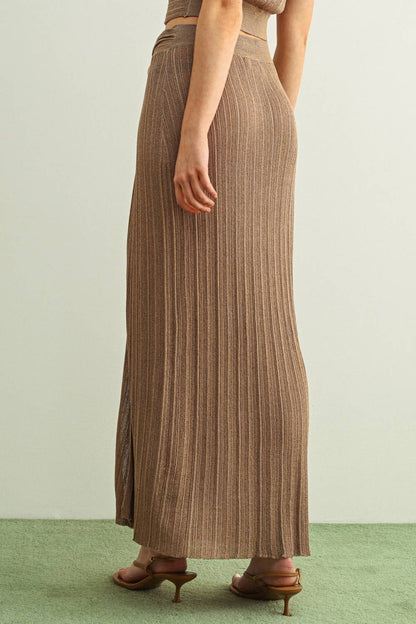 RIBBED TWIST ON THE SIDE KNITTED SKIRT
