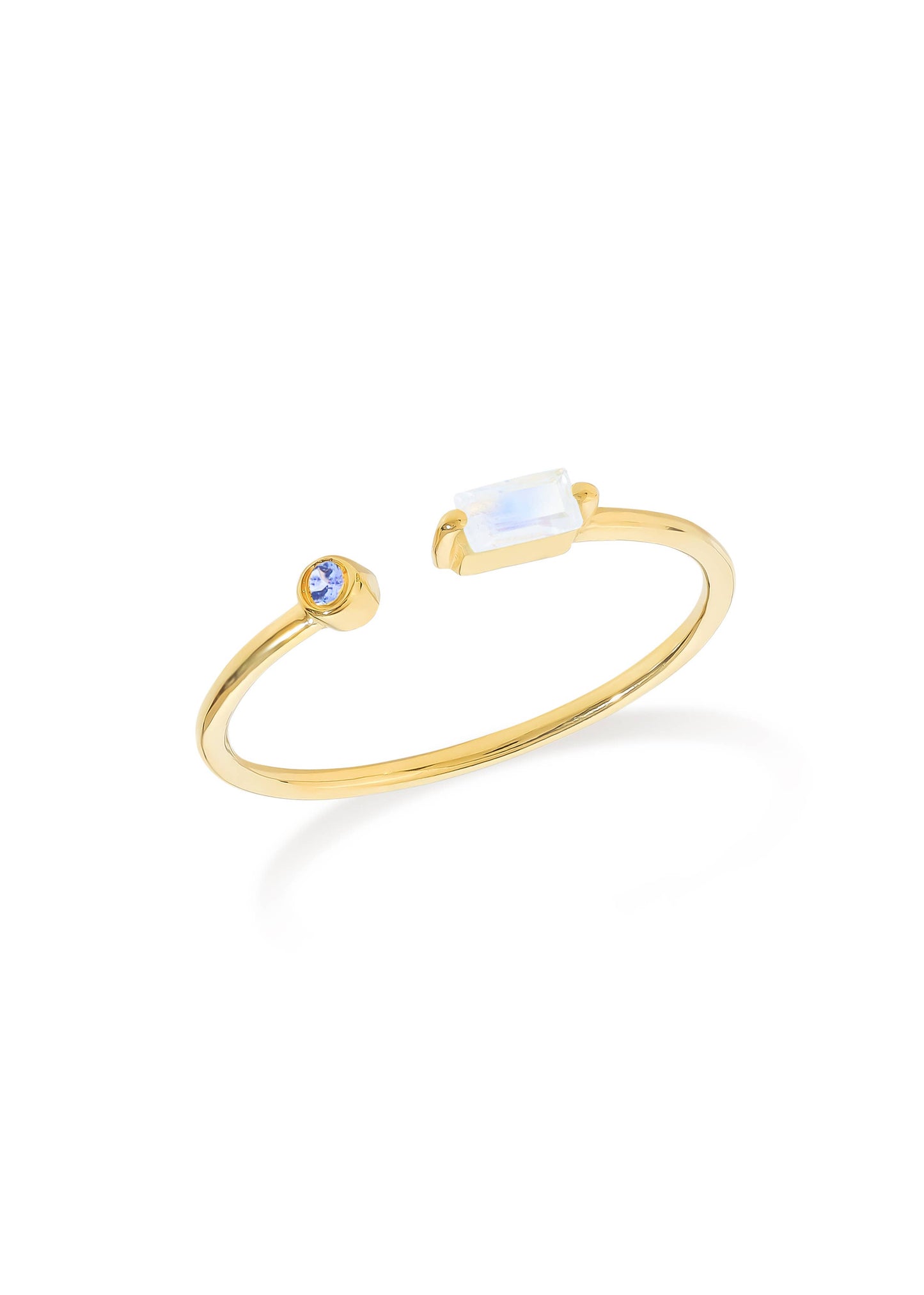 Gold Plated 925 Silver Moonstone Celestial Duality Ring