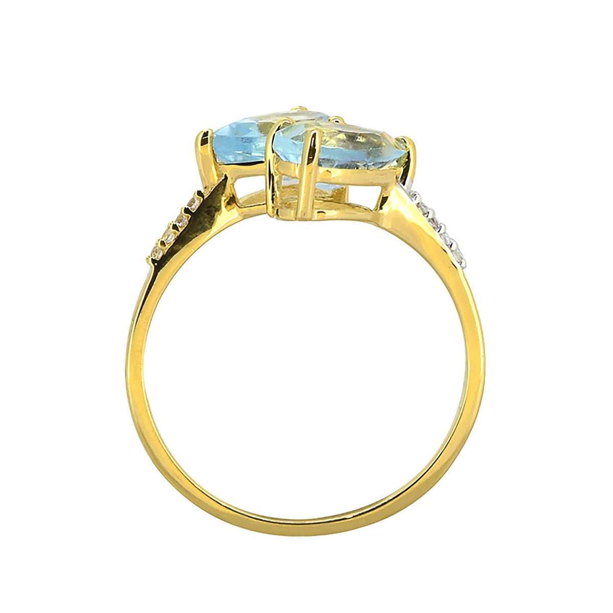 14K Gold Plated Silver Blue Topaz Gemstone Promise Ring