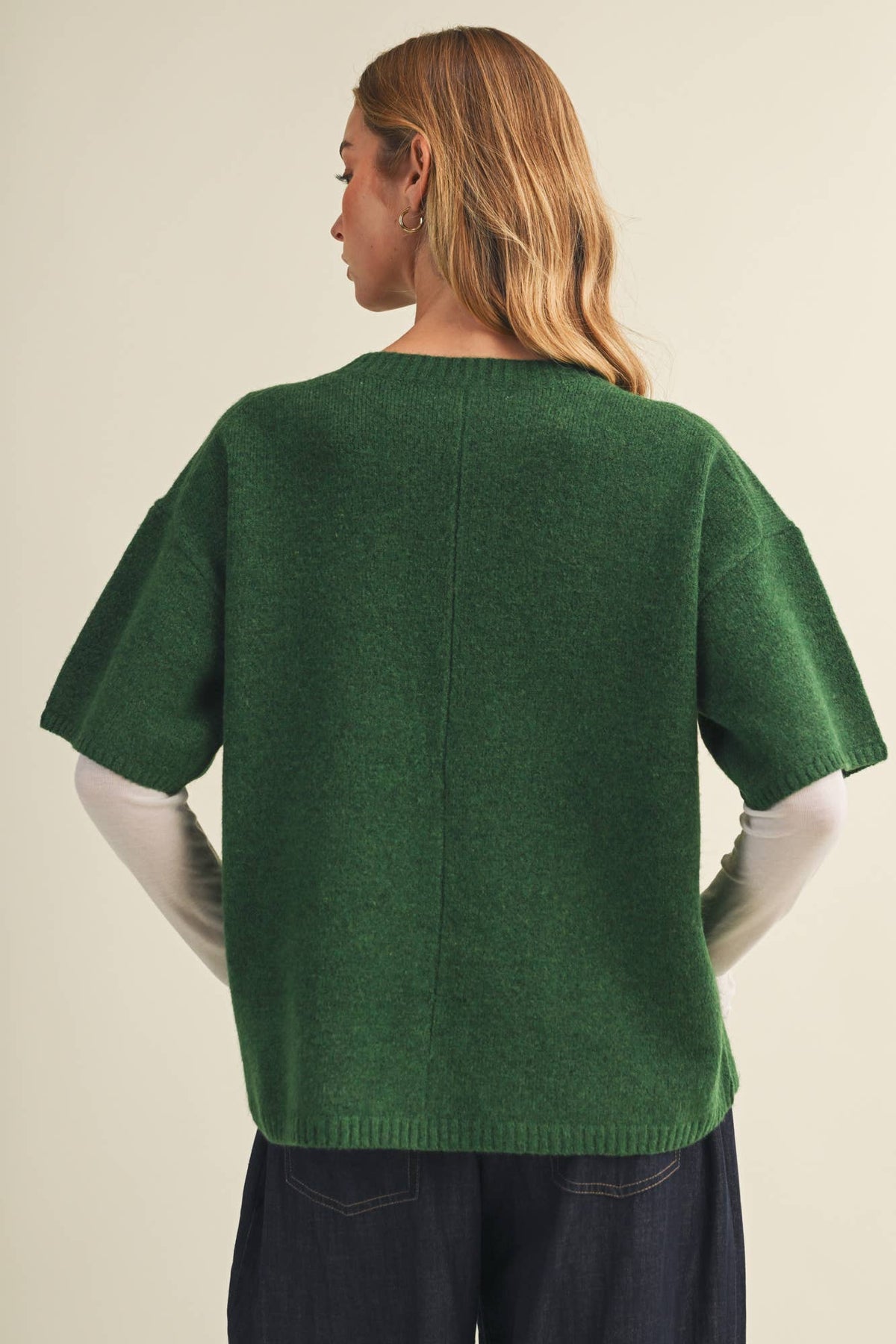 Center-Seam Boxy Drop-Shoulder Pullover