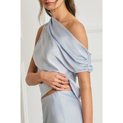 Satin Asymmetrical One Shoulder Top