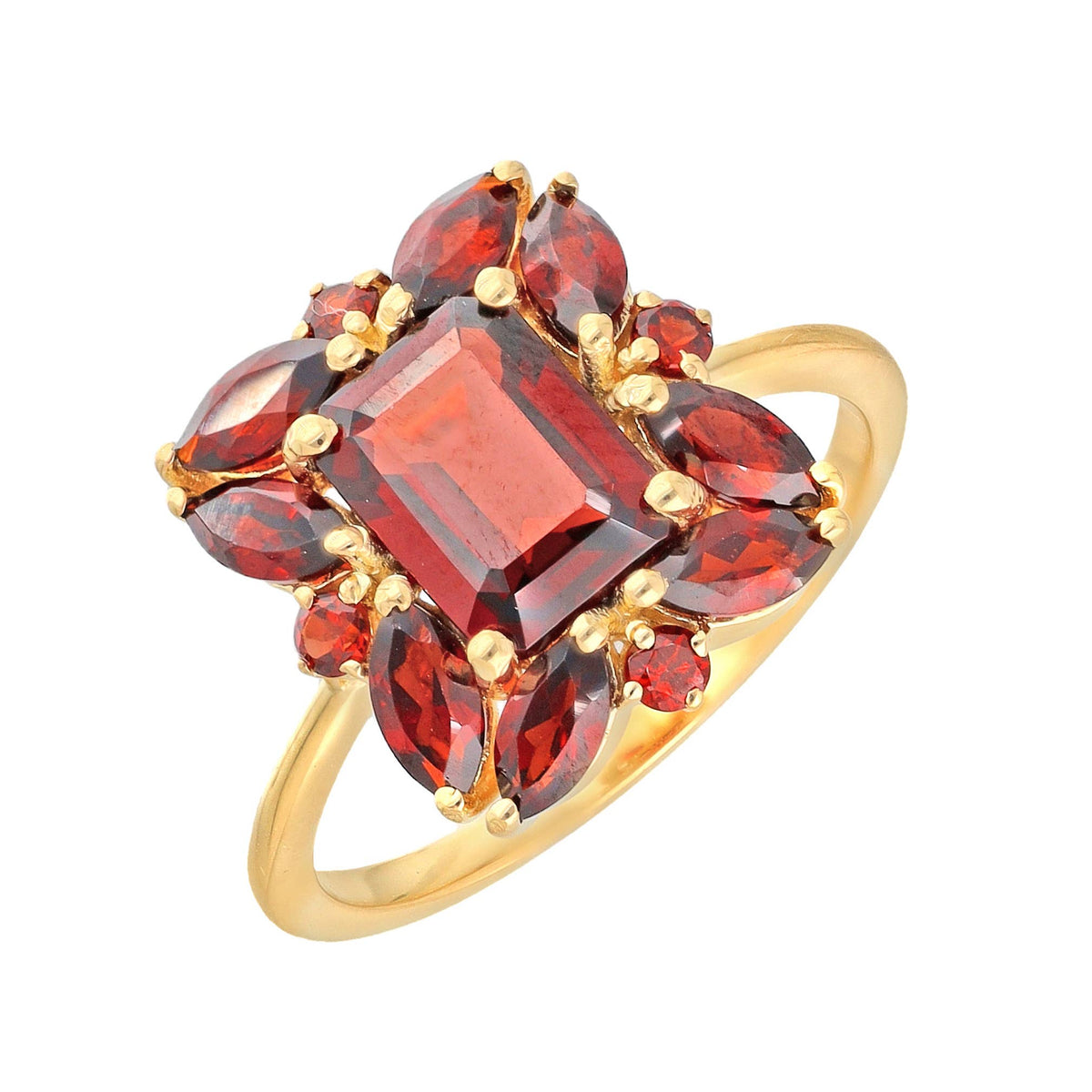 Gold Plated Silver Garnet Statement Scarlet Pavilion Ring
