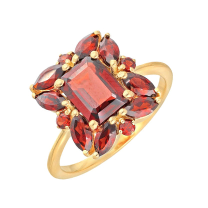 Gold Plated Silver Garnet Statement Scarlet Pavilion Ring