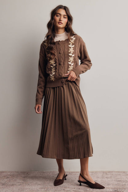 Floral Embroidered Knit Cardigan