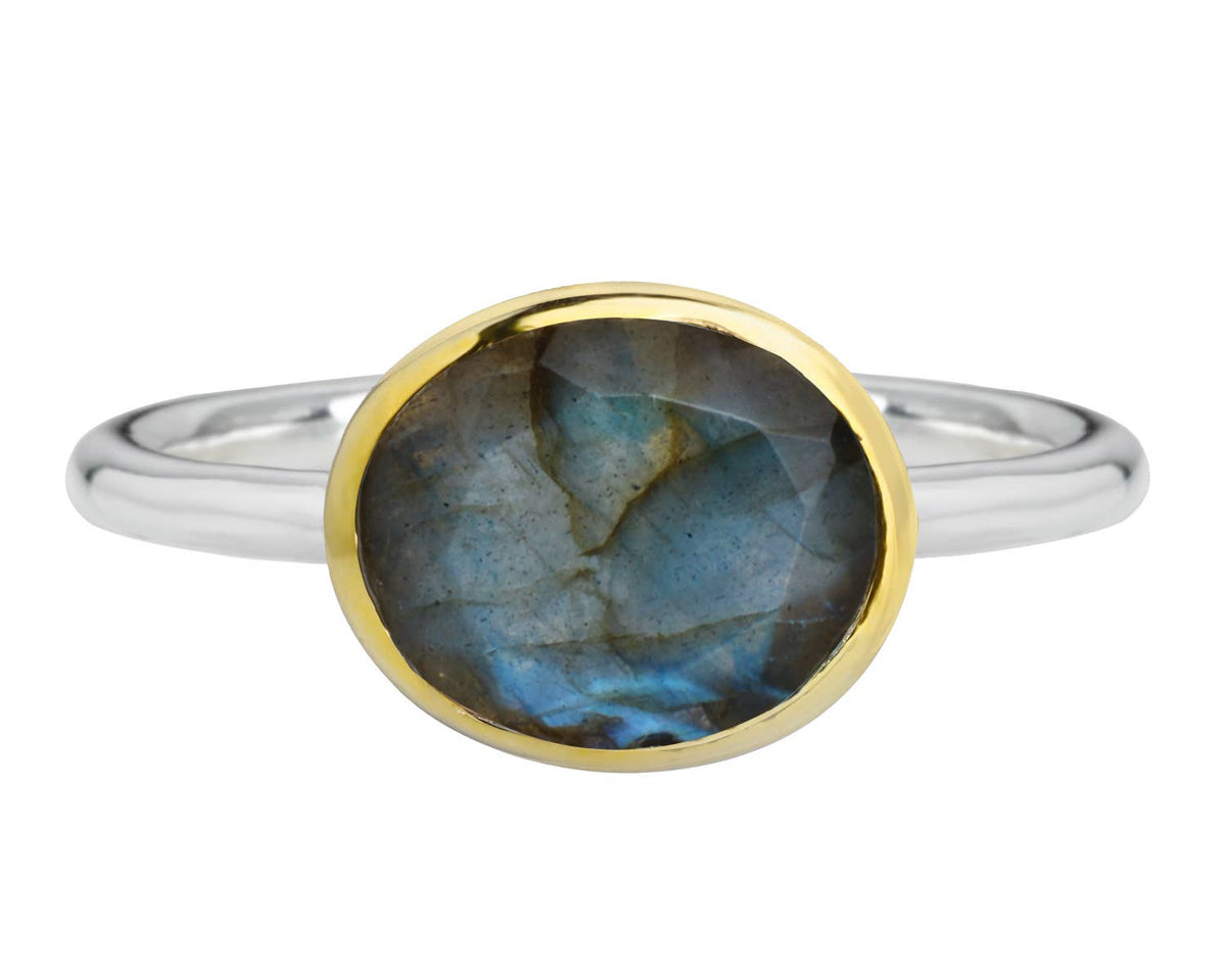 14k Gold Over 925 Sterling Silver Labradorite Ring