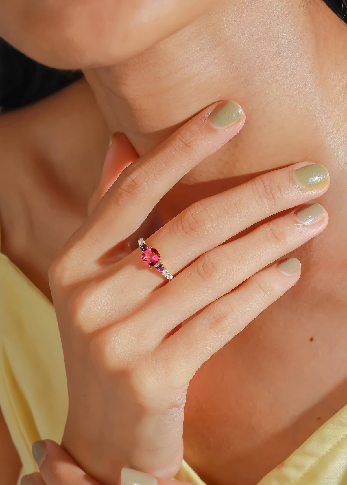 Gold Plated 925 Silver Pink Topaz Rose Reverie Ring