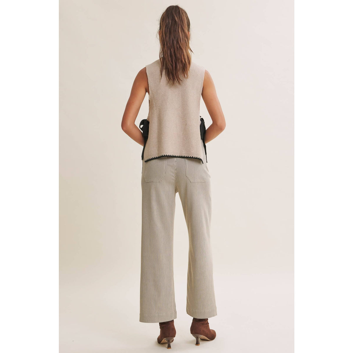 EFFORTLESS WEEKEND SIDE RIBBON TIE WHIPSTITCH SWEATER VEST