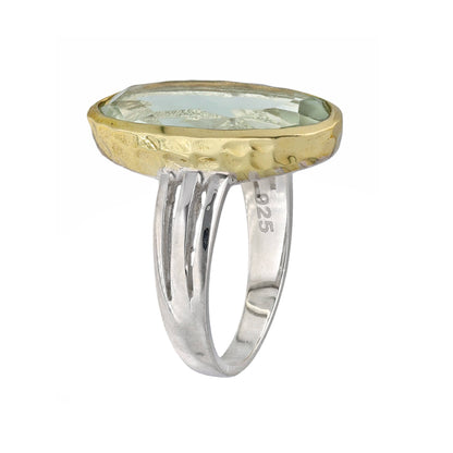 925 Sterling Silver Green Amethyst Statement Ring