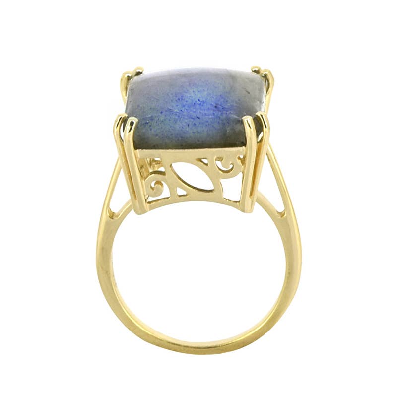 Gold Plated Over Silver Labradorite Aetherlight Crest Ring