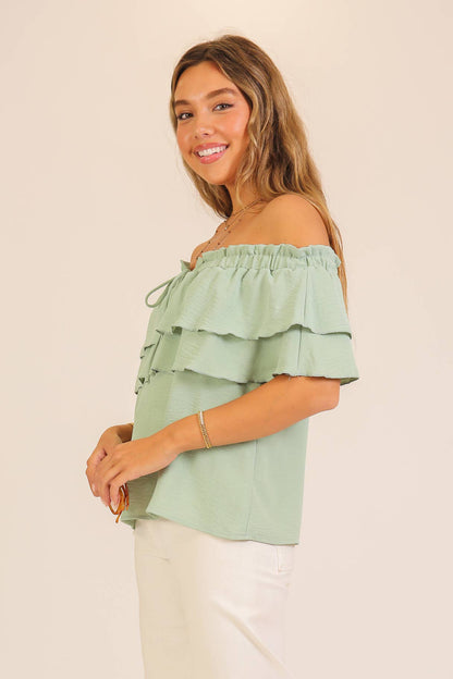 Off-Shoulder Tiered Ruffle Top