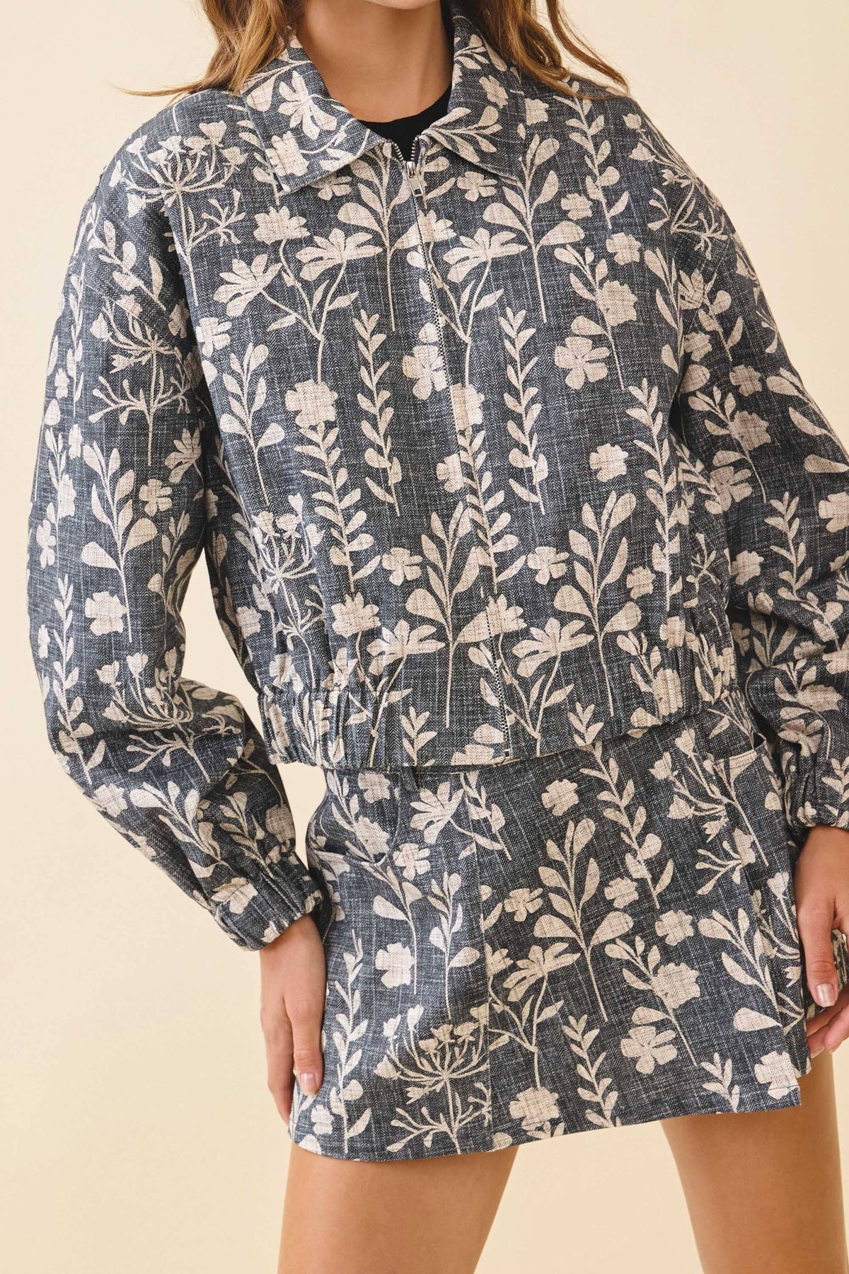 Botanical Print High Waist A Line Skort