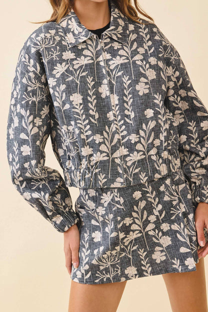 Botanical Print High Waist A Line Skort