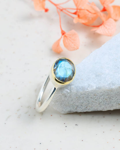 14k Gold Over 925 Sterling Silver Labradorite Ring