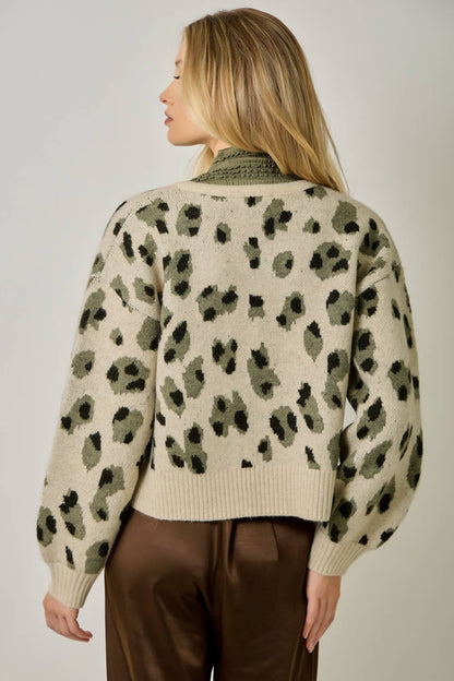 Front Bow Tied Leopard Cardigan