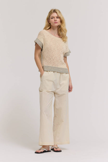 DROP SHOULDER OVERLAP SIDE SEAM KNIT TOP