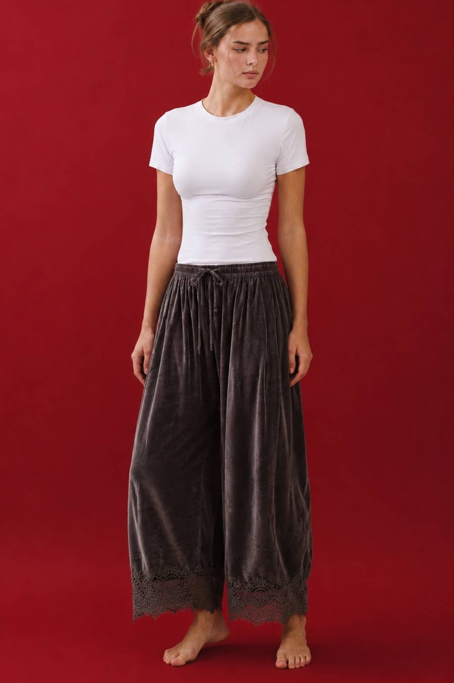 Velvet Wide Leg Pants