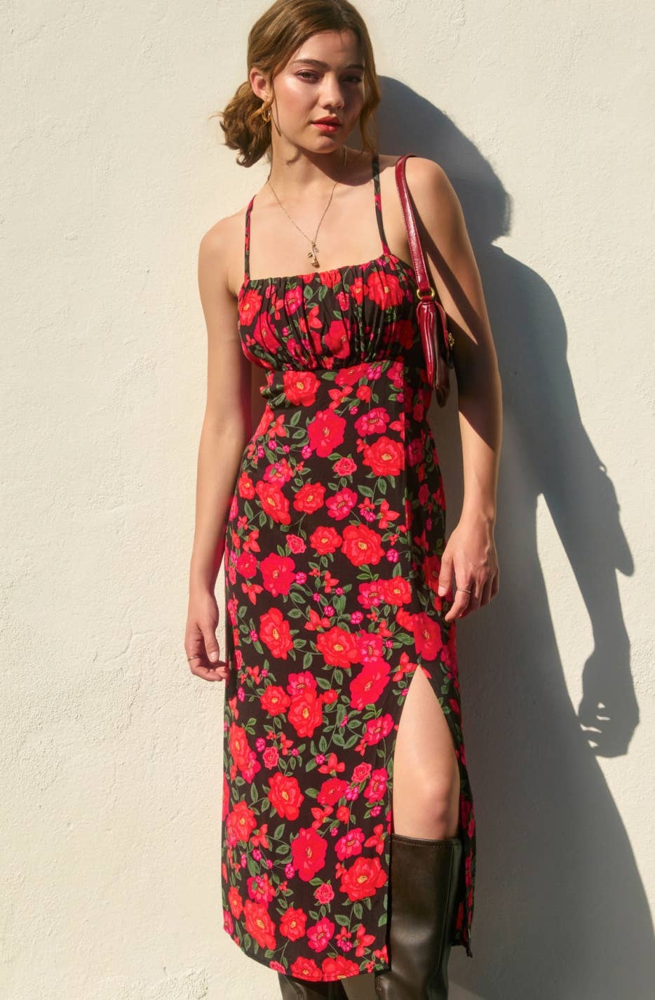 Hearts On Fire Tie Back Midi Dress