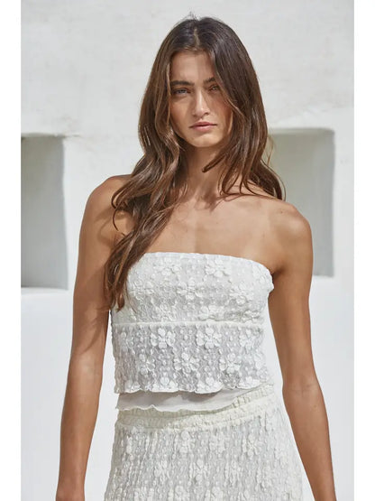 White Lace Strapless Top