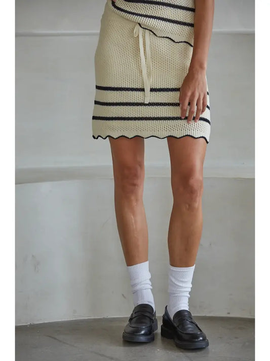 Crochet Striped Tie-Front Skirt