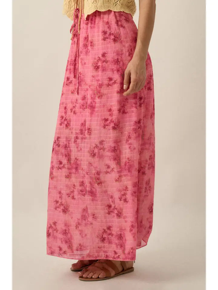 Floral Chiffon Maxi Skirt