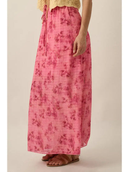 Floral Chiffon Maxi Skirt
