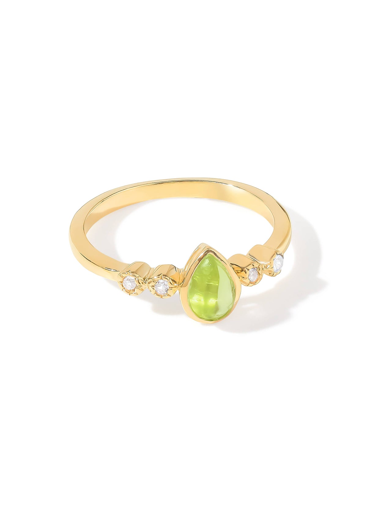 Gold Plated 925 Silver Peridot Teardrop Ring