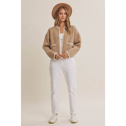 CRISP AIR SOFT BRUSH WOOL BLEND SWEATER CARDIGAN JACKET