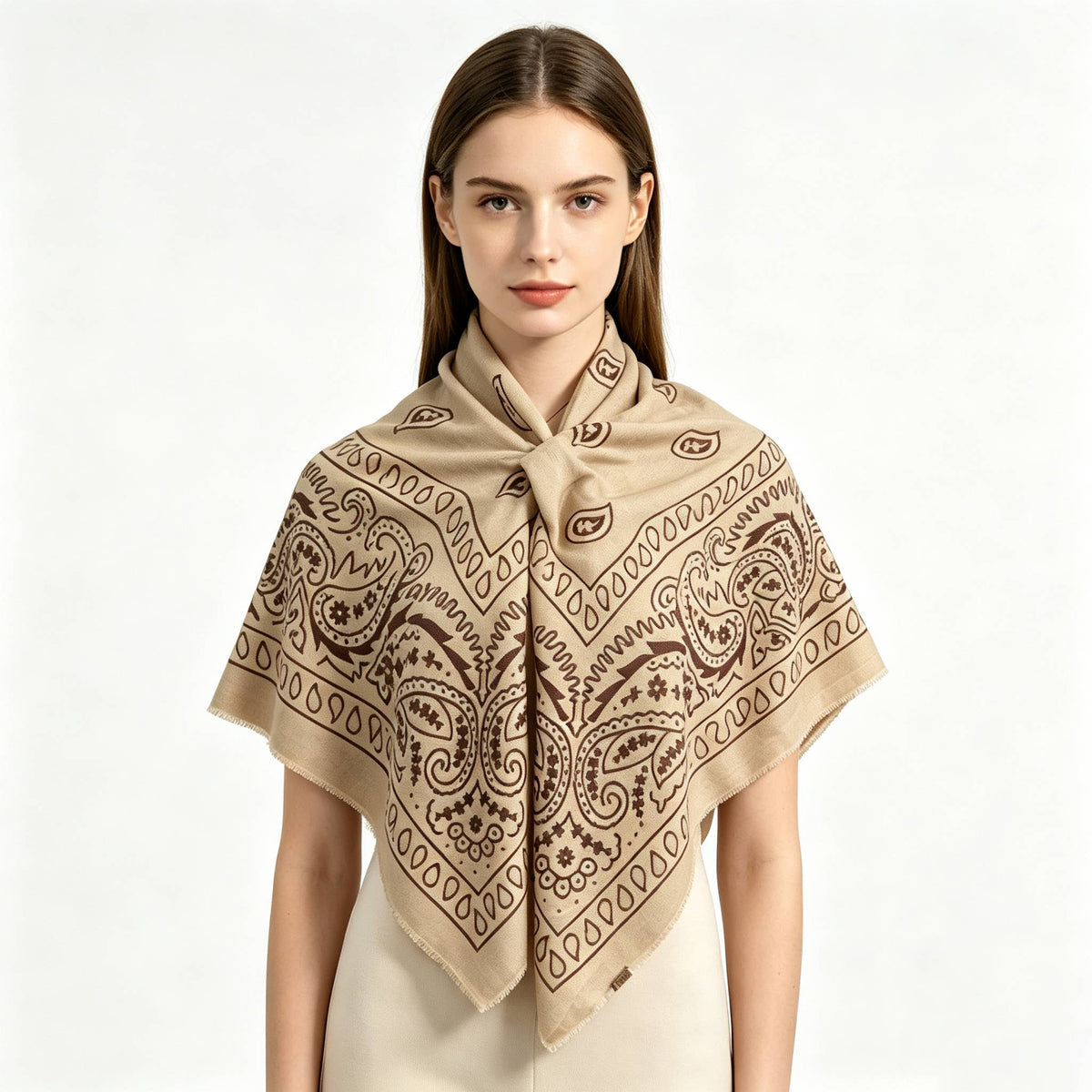 PAISLEY BIG BANDANA SQUARE NECK SCARF