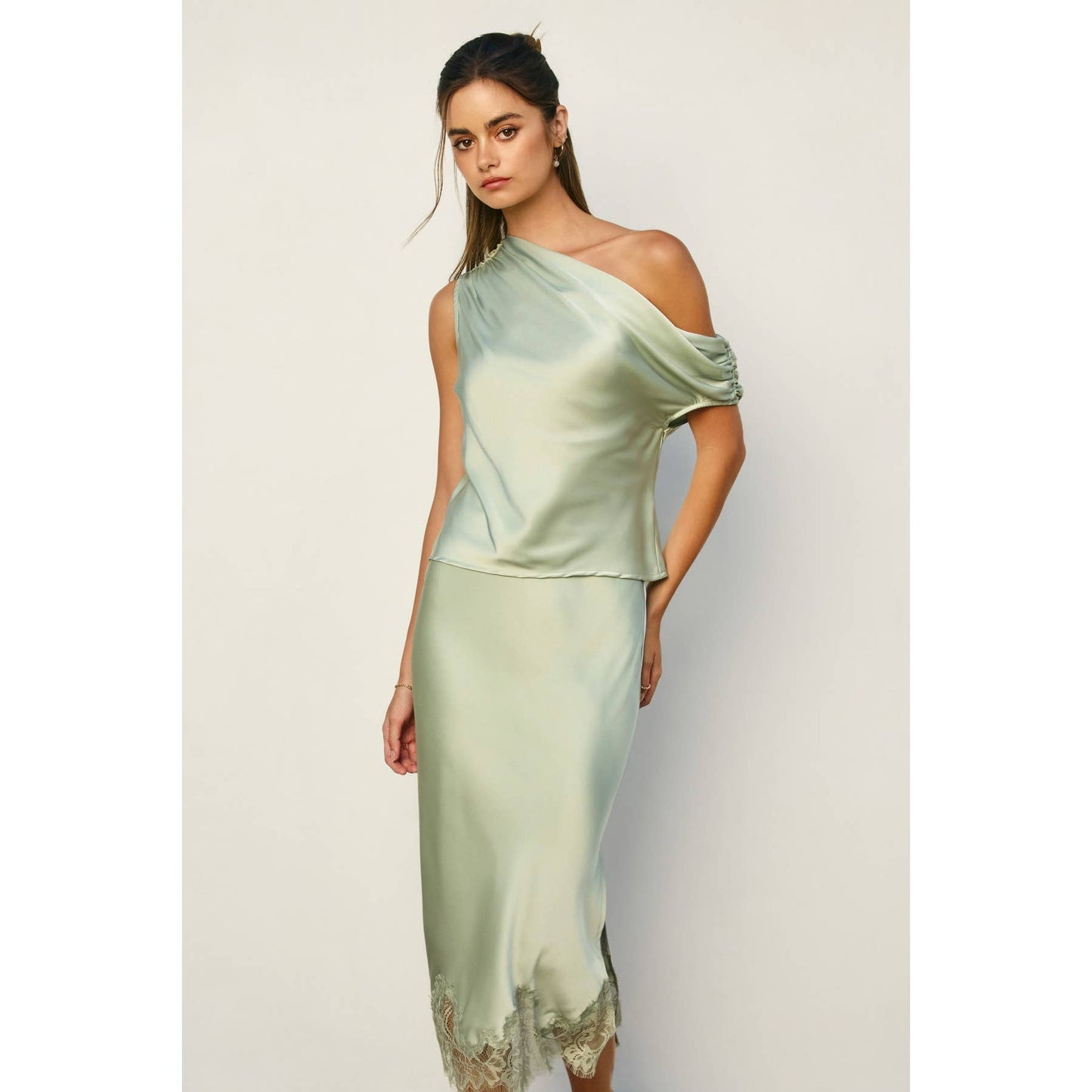 Satin Asymmetrical One Shoulder Top