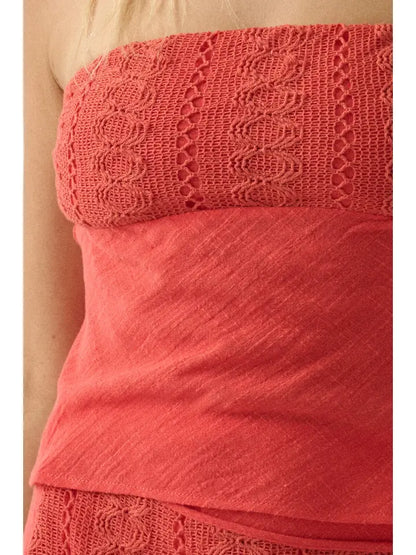 Lace Crochet Strapless Top