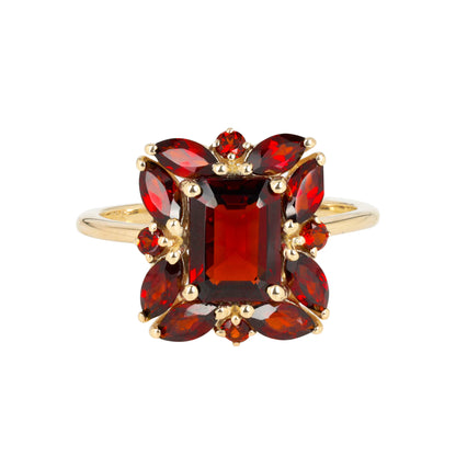 Gold Plated Silver Garnet Statement Scarlet Pavilion Ring