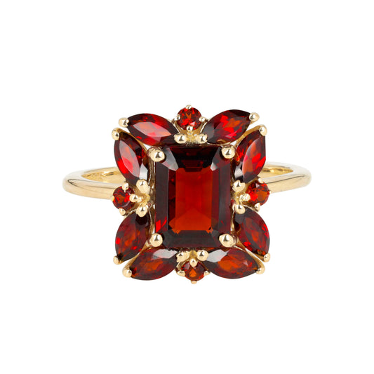 Gold Plated Silver Garnet Statement Scarlet Pavilion Ring