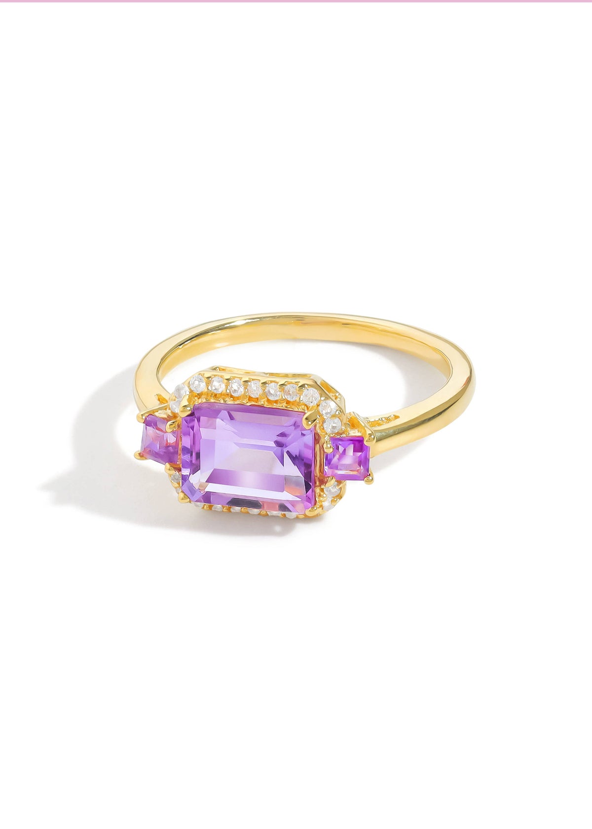Gold Plated 925 Silver Regal Eclipse Amethyst Array Ring