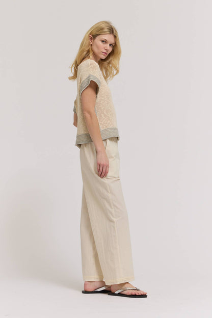 DROP SHOULDER OVERLAP SIDE SEAM KNIT TOP