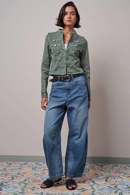 Military Double-Button Stretch Cotton Jacket